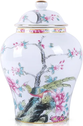 Vista 15 de Tarro de jengibre chino con tapa, estilo antiguo, decoración del hogar, retro, flores de porcelana azul y blanca, jarrón cubierto de cerámica, Tarro