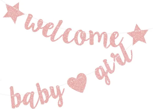 Vista 7 de Decoraciones de baby shower para niños, pancarta de bienvenida con purpurina, banderines colgantes para fiesta de cumpleaños de recién nacidos, Azul