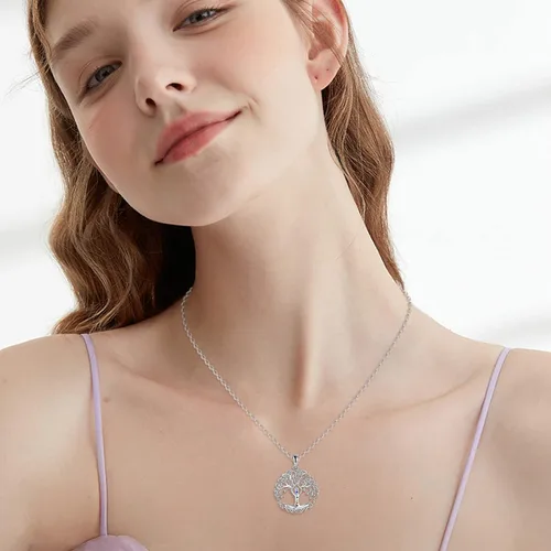 Vista 2 de YAFEINI Collar de chakras, collar de ángel para mujer, plata de ley 925, colgante de cristal curativo, joyería para niña, Plata esterlina, Circonia
