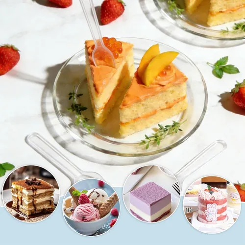 Vista 4 de 500 mini cucharas para postres, cucharas pequeñas de plástico transparente, cuchara de muestra desechable, cuchara de helado de postre para pudín