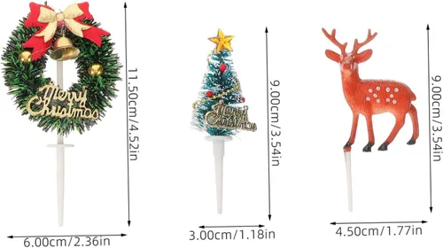 Vista 2 de Didiseaon 12 piezas de decoración para tartas de Navidad, corona, cupcakes, decoración para tartas, cocteles, decoración de cupcakes, hoja, árbol