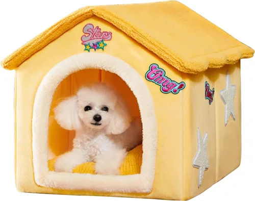 Vista 9 de Casa para gatos, cama cueva de gatos de dibujos animados con almohada acolchada extraíble lavable, bonita tienda de campaña para gatos, cálida