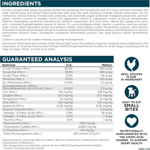 Vista 7 de NutriSource Alimento seco para perros adultos, bocados pequeños, pollo y arroz, 4 libras Soporte probiótico y prebiótico, grano inclusivo, sin