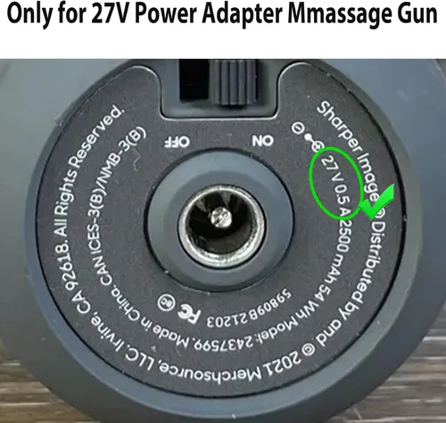 Vista 2 de Cargador de 27 V para pistola de masaje de imagen más nítida compatible con Sharper Image 2437599 1011666 1013002 1012667 1013985 Powerboost