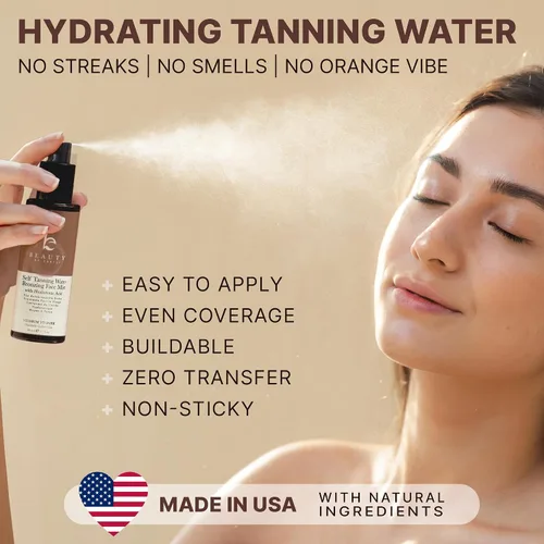 Vista 3 de Spray bronceador facial bronceador, agua de bronceado facial sin sol, fabricado en Estados Unidos con ingredientes naturales y orgánicos