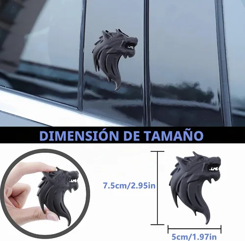 Vista 6 de 2 piezas Cool Wolf Head Car Side/Rear / Front Decor Badge Emblema 3D Autoadhesivo Placa Adhesiva para Coche (negro)