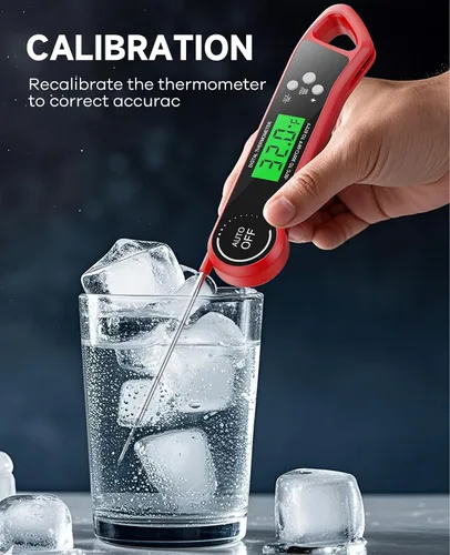 Vista 7 de SILVLF Termómetro digital para carne, termómetro de lectura instantánea con luz de fondo, función de calibración y sujeción, termómetro impermeable