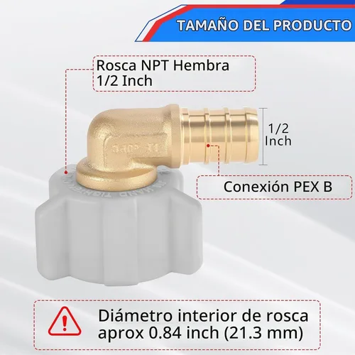 Vista 2 de Codo giratorio NPT hembra de 1/2 pulgada Pex × 1/2 pulgada sin plomo, compatible con PEX-B, paquete de 2