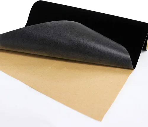 Vista 4 de Hojas de fieltro adhesivas de tela de terciopelo negro para arte y manualidades, joyero, forros de cajón, 2 unidades (17.3 x 39.3 pulgadas)