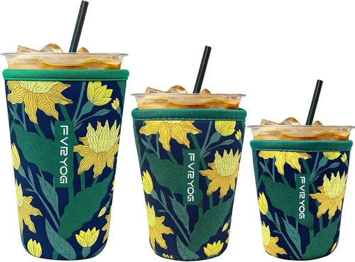 Vista 72 de Fundas de neopreno reutilizables aisladas para café helado, fundas para tazas de café helado, fundas para bebidas heladas y calientes