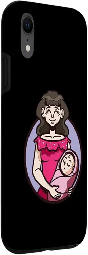 Vista 3 de iPhone XR dibujos animados madre sosteniendo bebé ilustración para niños caso