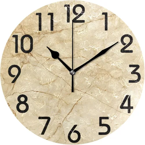 Vista 19 de Reloj de pared redondo retro de otoño con dos gnomos y calabaza de 10 pulgadas, funciona con pilas, reloj de escritorio analógico silencioso sin