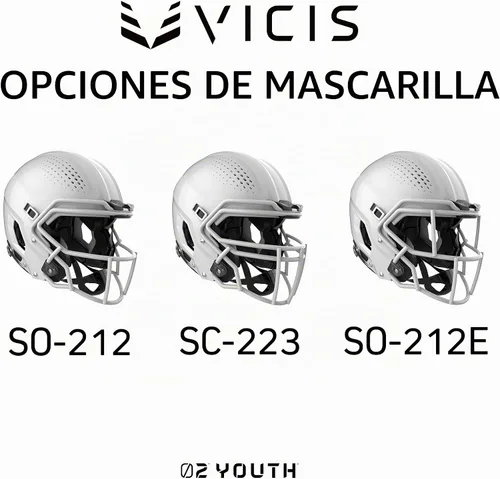 Vista 6 de Casco de fútbol juvenil VICIS ZERO2 Moldeado Negro Brillante