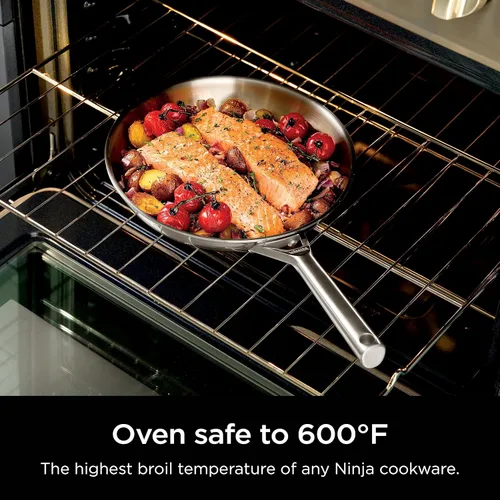 Vista 5 de Ninja EverClad - Sartén de acero inoxidable de grado comercial de 26 cm, sartén tricapa, apta para horno hasta 600°F, compatible con todas