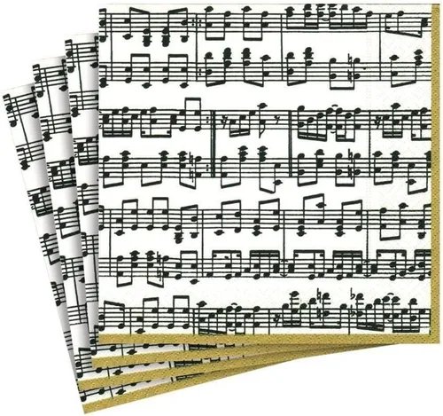 Vista 10 de Entertaining with Caspari Musica - Servilletas de cóctel de papel, paquete de 20, color negro