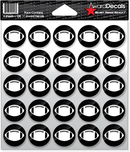 Vista 13 de Award Decals Juego de calcomanías de fútbol (negro sobre transparente) (100 calcomanías de 1 pulgada), calcomanías originales Award Decals Premium
