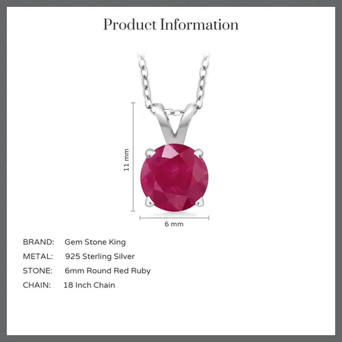 Vista 45 de Gem Stone King Collar con colgante solitario de plata de ley 925 de 0.236 in con piedra natal redonda Collar de 4 puntas para mujer Con cadena