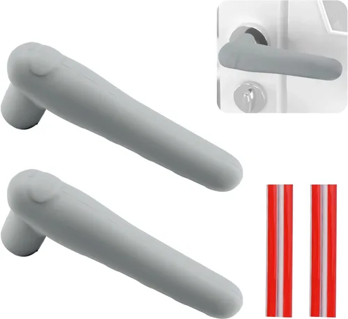 Vista 12 de Fundas para manijas de puerta, 2 guantes de silicona con bonito diseño de máscara de seguridad, cubierta de perilla antiestática para manijas