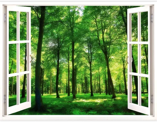 Vista 2 de IDEA4WALL Murales de pared para dormitorio, vista de ventana falsa, bosque, papel tapiz extraíble, calcomanías de pared para despegar y pegar, 24 x