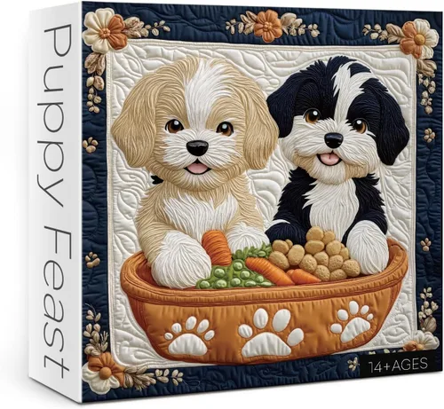 Vista 2 de Rompecabezas divertidos de cachorros para adultos, 1000 piezas, rompecabezas de animales de perro, rompecabezas de arte imposible, difícil, difícil