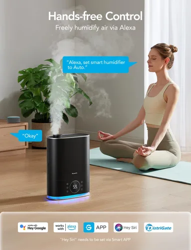 Vista 2 de GoveeLife Humidificadores de 7L para Dormitorio, Humidificador Inteligente de Relleno Superior de Niebla Fría y Cálida para Habitación Grande, Modo