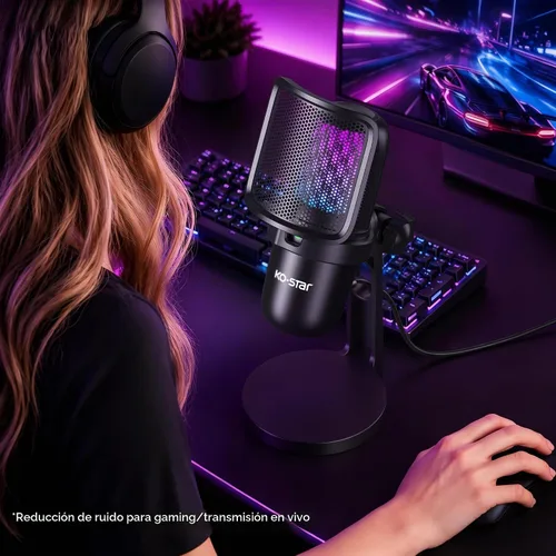 Vista 4 de Micrófono de condensador USB, micrófono para juegos para Negro