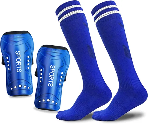 Vista 8 de Espinilleras de fútbol con calcetines para fútbol de 3, 4, 5 a 16 años de edad en adelante para niñas y niños pequeños