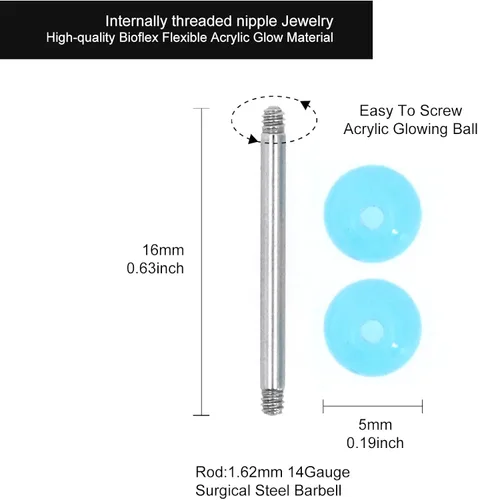 Vista 3 de PiercingArt Glow In Dark Plastic Tongue Nipple Rings Neon Rubber Acrylic Nipple Tongue Piercing Jewelry Bioplast Nipplering Jewelry Set Surgical