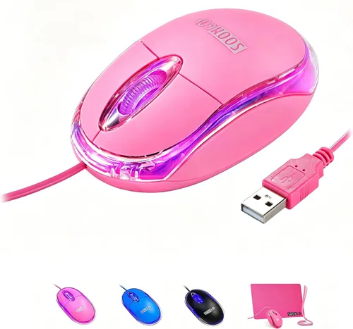 Vista 15 de SOONGO - Ratones ópticos con cable USB para computadora portátil, color negro, cable de 4.9 ft