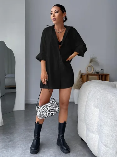 Vista 5 de SOLY HUX Women's Button Down Long Sleeve Collar One Piece Romper Playsuit Bodysuit Short Jumpsuit