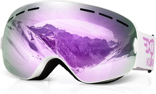 Vista 13 de EXP VISION Gafas de esquí de snowboard para hombres, mujeres y jóvenes, antiempañamiento OTG, gafas de nieve de invierno, lentes desmontables