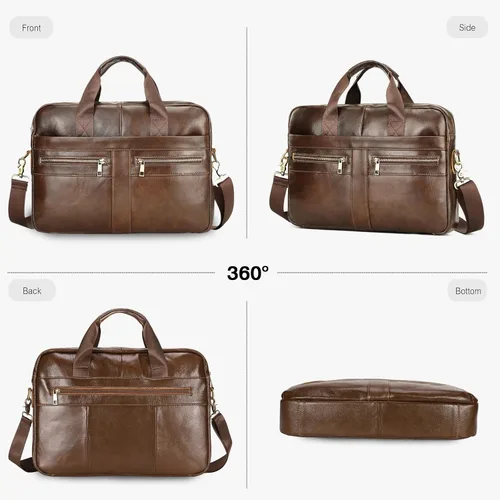 Vista 6 de FANDARE Maletín de cuero para hombre para portátil de 15,6 pulgadas