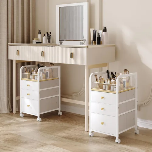 Vista 8 de Organizador de Maquillaje Carrito de Almacenamiento con Cajones, Organizador de Maquillaje sobre Ruedas, Carrito de Almacenamiento de Maquillaje