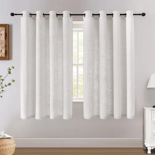 Vista 13 de H.VERSAILTEX Cortinas de lino de 63 pulgadas de largo, cortinas de granja completamente filtrantes de luz, juego de 2 paneles de cortina