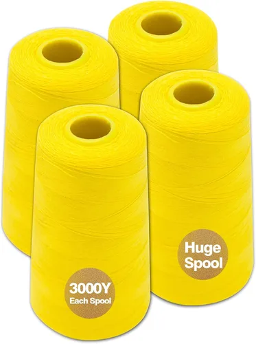Vista 8 de Hilo serger blanco y negro, hilo multiusos para coser, poliéster, 4 conos de 2743 m cada uno para máquina de coser