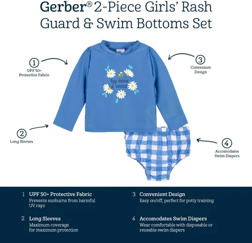 Vista 5 de Gerber Conjunto de traje de baño de manga larga para niña