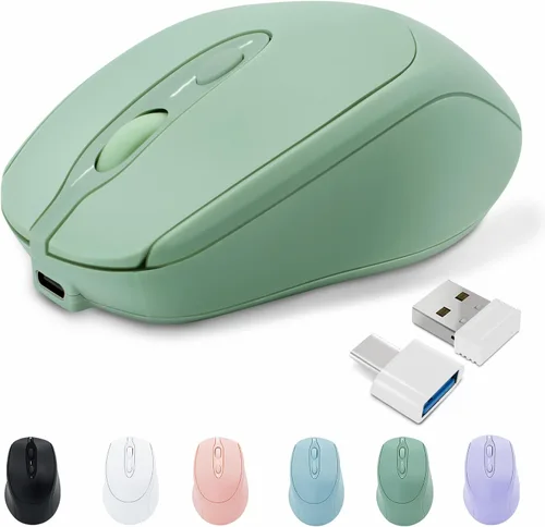 Vista 11 de Ratón inalámbrico recargable Bluetooth silencioso para portátil, iPad, MacBook, PC, Surface Pro, Lenovo, tableta Samsung, diseño ergonómico (negro)