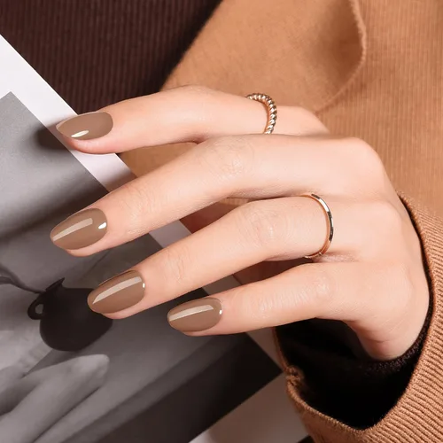 Vista 25 de modelones Uñas cortas a presión, kit de uñas postizas ovaladas