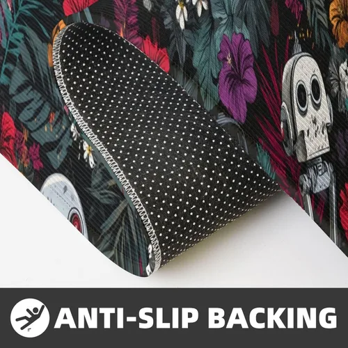 Vista 6 de Antifatigue Kitchen Mats for Floor 2 Piece - Tropical Robot Print Kitchen Rugs Washable, Non Slip Runner Rug Standing Mat for