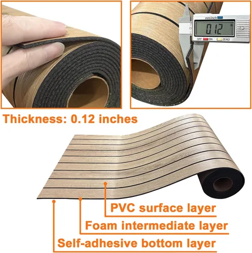 Vista 7 de YLL YLL Panel de pared de láminas de PVC para despegar y pegar de 118 x 15.7 pulgadas, panel de listones de madera de grano de roble sintético