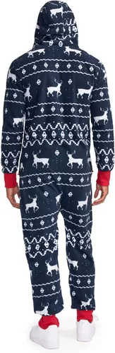Vista 3 de Tipsy Elves - Enterizo navideño para adultos, cómodo, festivo y a juego para hombres y mujeres con bolsillos prácticos