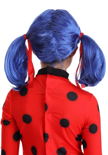 Vista 3 de InSpirit Design Peluca Miraculous Ladybug estándar para niña, azul, rojo