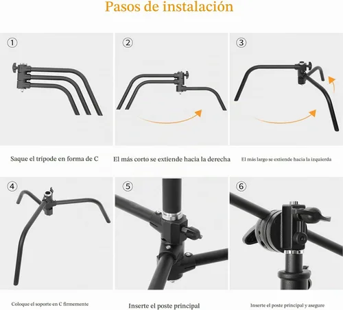 Vista 7 de LOMTAP - Soporte C para luz de fotografía en metal inoxidable - Kit resistente con poste vertical de 10.8 pies/3.3 metros, brazo de pluma de 4.2
