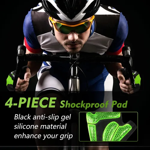 Vista 3 de GEZVOC Guantes de ciclismo para hombres y mujeres con almohadilla absorbente de golpes, agarre extra, ajuste flexible y cómodo, peso ligero, guantes