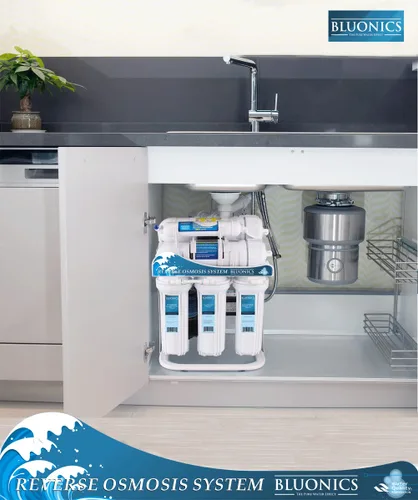 Vista 4 de Bluonics Filtro r de agua de ósmosis inversa de 5 etapas para debajo del fregadero 50GPD con bomba de refuerzo - Sistema de filtración mejorado