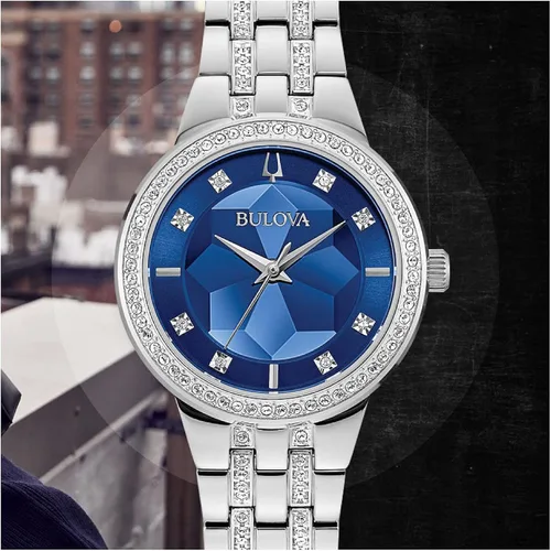 Vista 7 de Bulova Ladies' Crystal Phantom 3-Hand Quartz Watch, Faceted Mineral Glass Dial