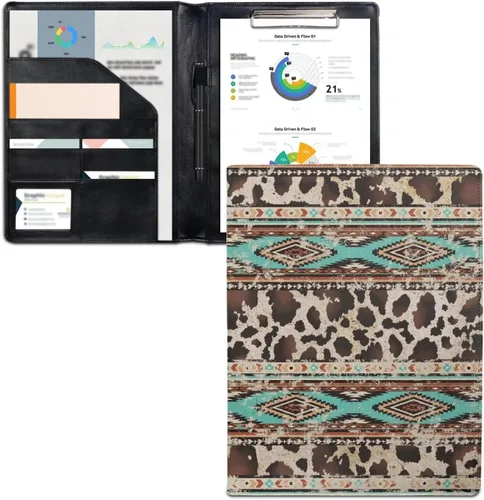 Vista 18 de Dreaweet Carpeta de cuero personalizable para mujeres y hombres, añade tu nombre/logo/imagen a la carpeta de portafolio para documentos