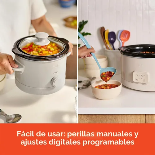 Vista 3 de BELLA Olla de cocción lenta de 1.5 cuartos de galón + olla de cocción lenta programable de 6 cuartos de galón, revestimiento antiadherente