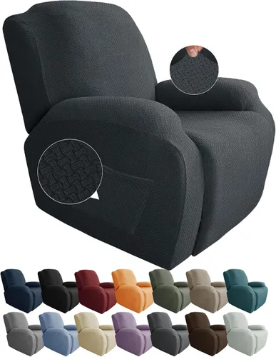 Vista 45 de JIVINER Fundas de sofá reclinable de 8 piezas, fundas elásticas de jacquard para sofá reclinable, fundas para sala de estar, protector suave de 3