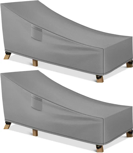 Vista 10 de WLEAFJ Funda impermeable para tumbona de patio, fundas resistentes para sillas de salón al aire libre, fundas negras duraderas para muebles